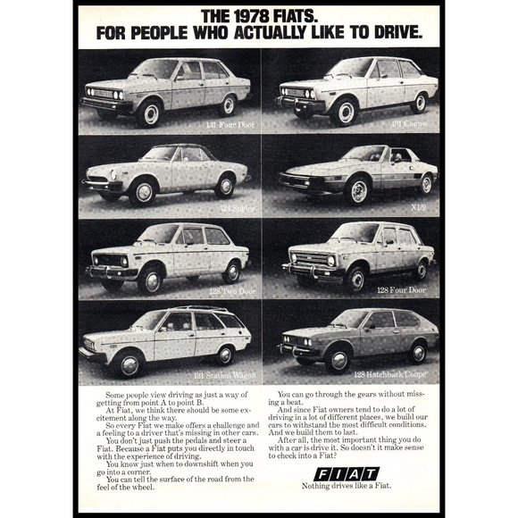 1978 Fiat Car Lineup 131 124 128 X1/9 Vintage Print Ad Italian Classic Wall Art - Picture 1 of 1